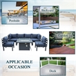 Afuera Living 7-Piece Sectional And Fire Pit Table With Cushions in Blue