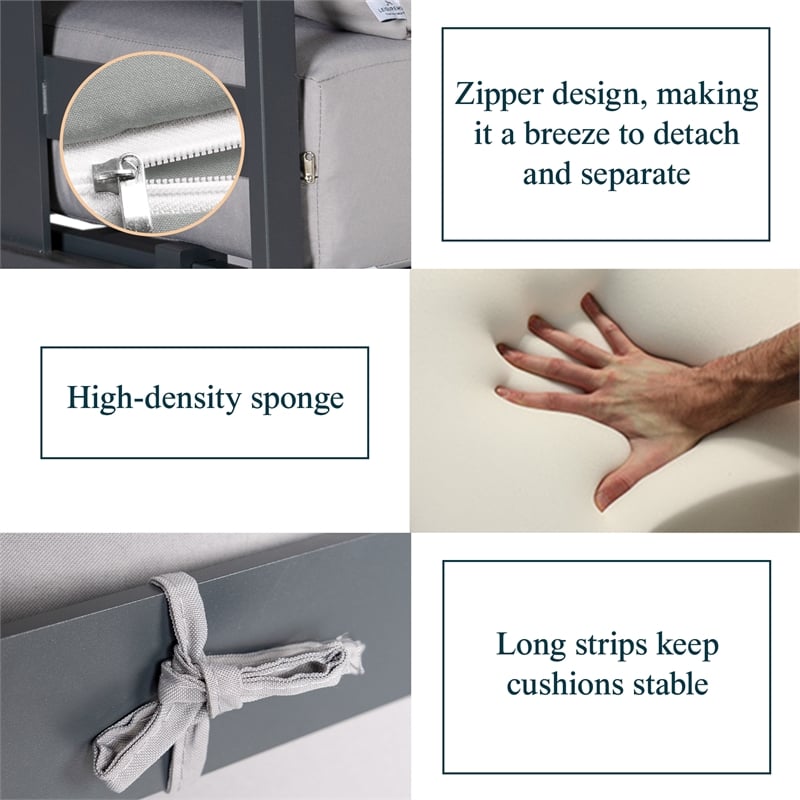 Afuera Living 7-Piece Patio Set with Coffee Table and Cushions Light Gray