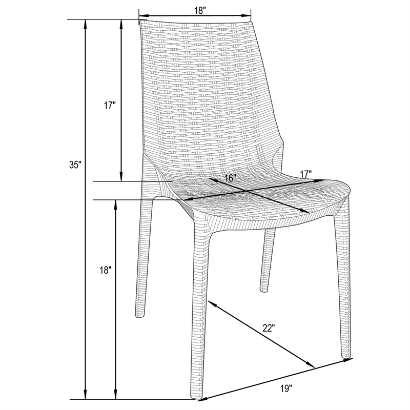 Afuera Living Lightweight Outdoor Stackable Dining Chair Set Of 4 In White