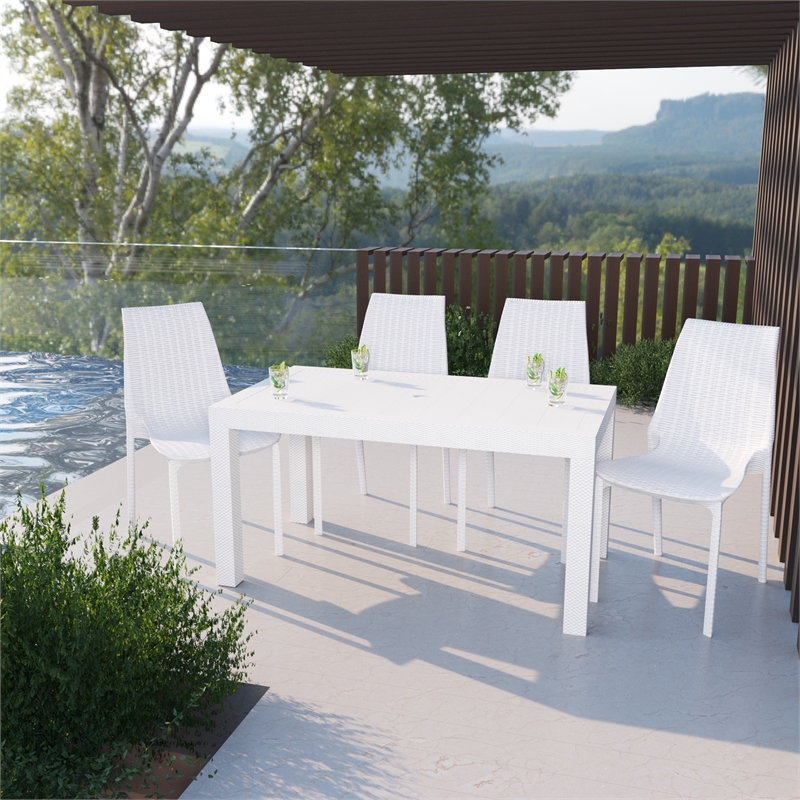 Afuera Living Lightweight Outdoor Stackable Dining Chair Set Of 4 In White