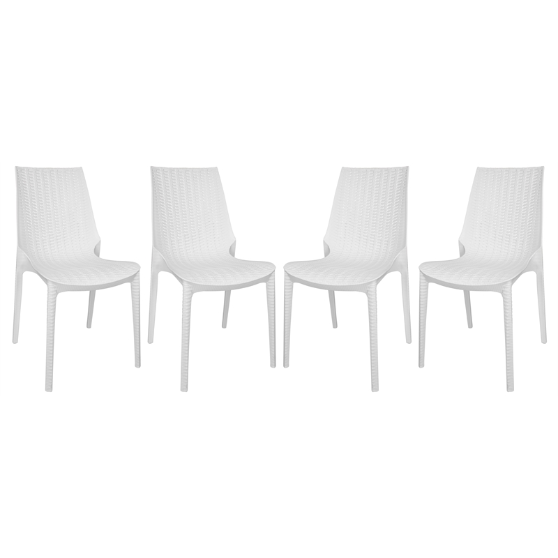 Afuera Living Lightweight Outdoor Stackable Dining Chair Set Of 4 In White