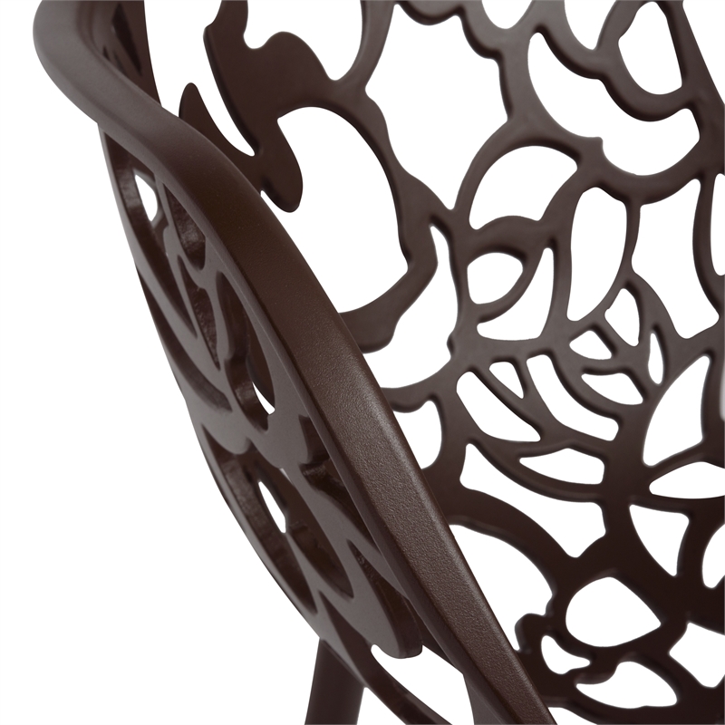 Afuera Living Modern Indoor Outdoor Aluminum Dining Armchair Brown Set of 4