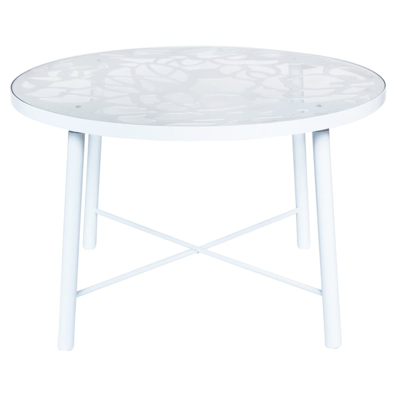 Afuera Living Modern Glass Top White Aluminum Base Outdoor 47