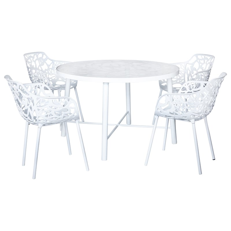 Afuera Living Modern Glass Top White Aluminum Base Outdoor 47