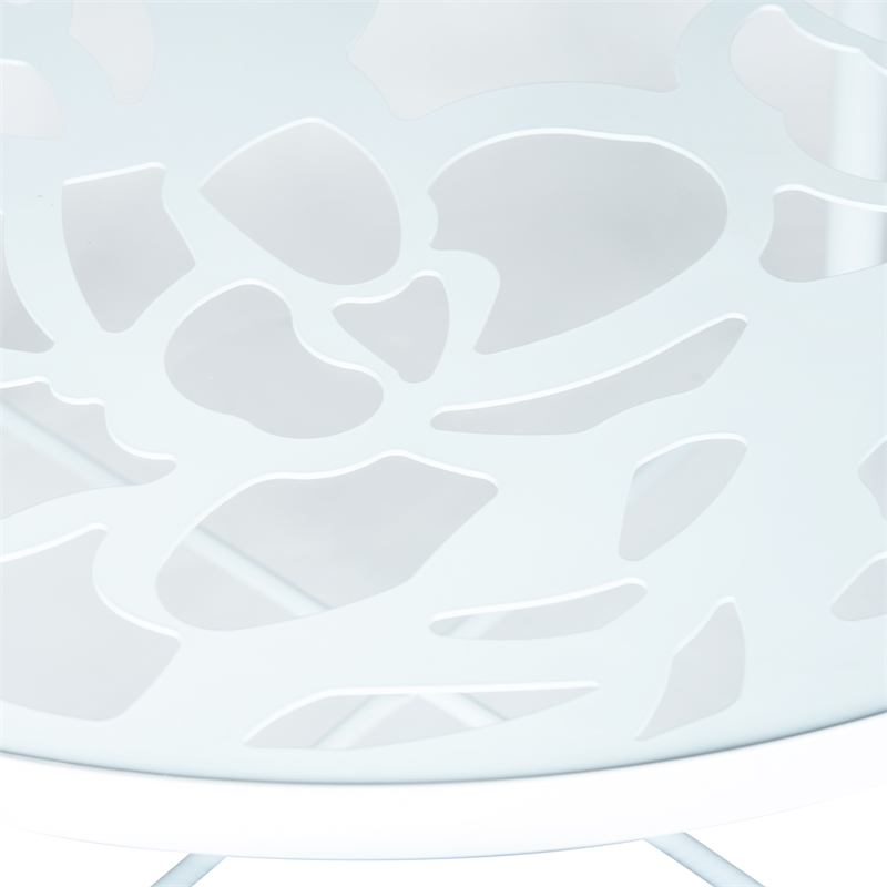 Afuera Living Modern Glass Top White Aluminum Base Outdoor 47