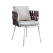 Afuera Living Modern Rope Frame Outdoor Dining Chair With Cushions in Brown