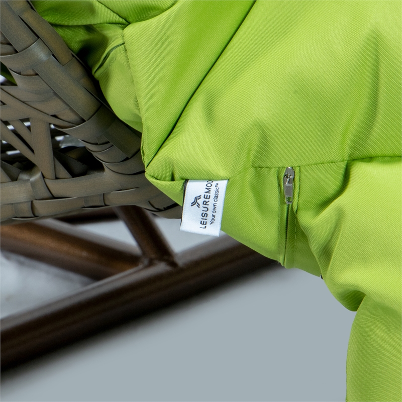 Afuera Living Outdoor Beige Wicker Hanging Double Egg Swing Chair in Light Green