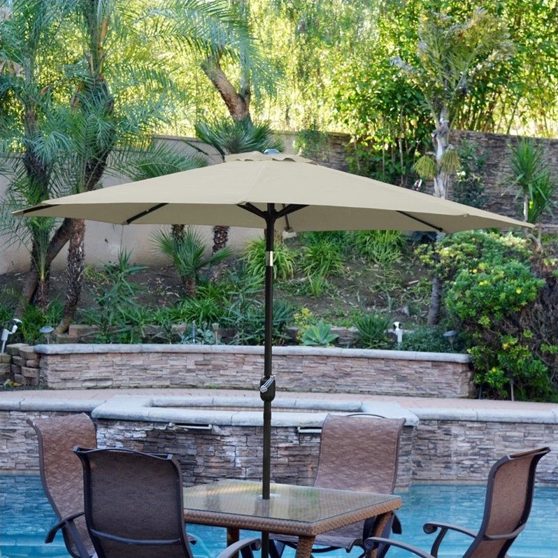 Afuera Living 9ft. Aluminum Patio Market Umbrella Tilt with Crank in Tan