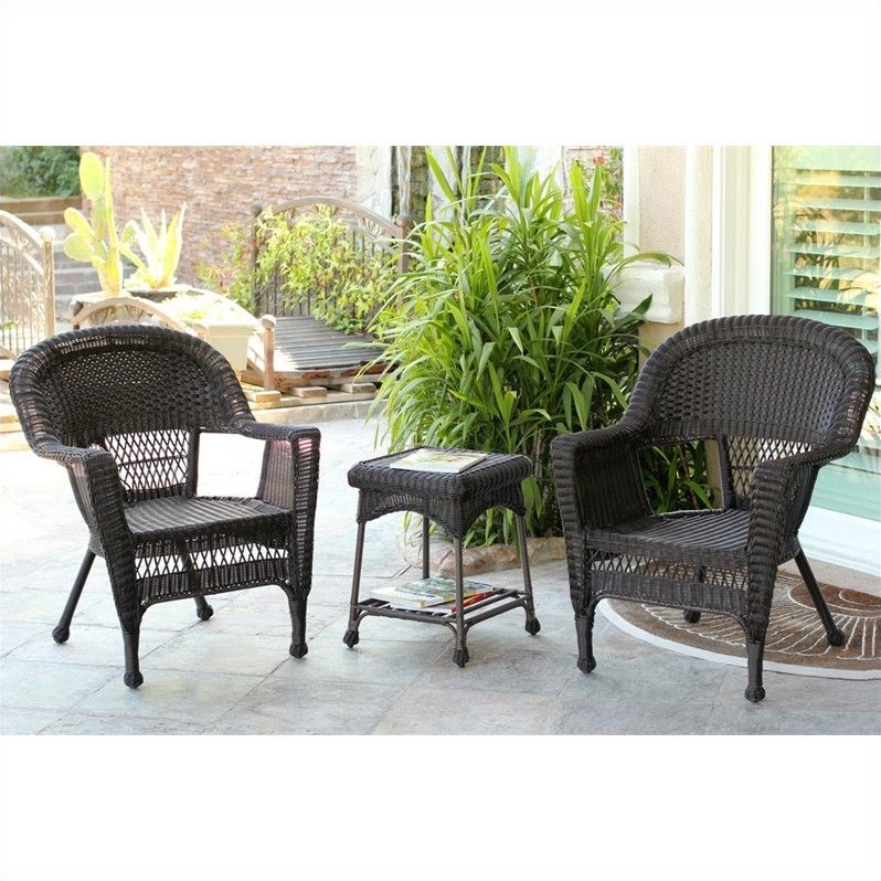 Afuera Living 3 Piece Resin Wicker Patio Conversation Set in Espresso