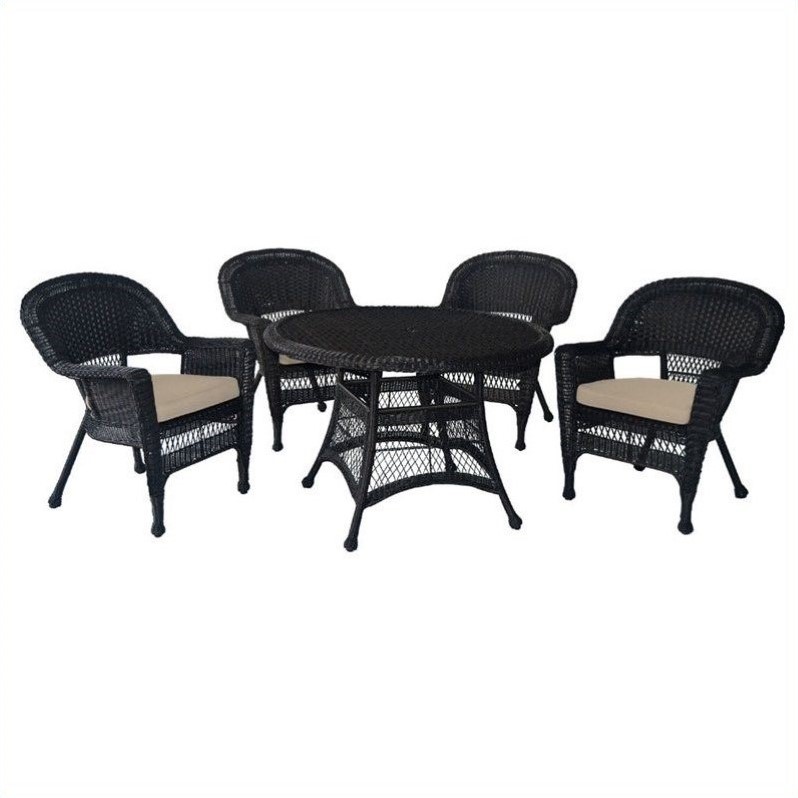 Afuera Living 5 Piece Wicker Patio Dining Set in Espresso and Tan