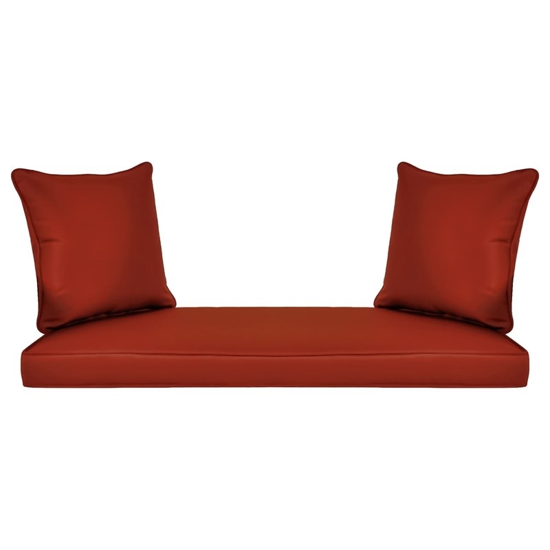 Afuera Living Wicker Porch Swing in Espresso with Red Cushion