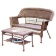 Afuera Living Wicker Patio Love Seat & Coffee Table Set - Honey without Cushion
