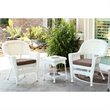 Afuera Living 3 Piece Wicker Conversation Set in White with Brown Cushions