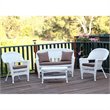 Afuera Living 4pc Wicker Conversation Set in White with Cocoa Brown Cushions