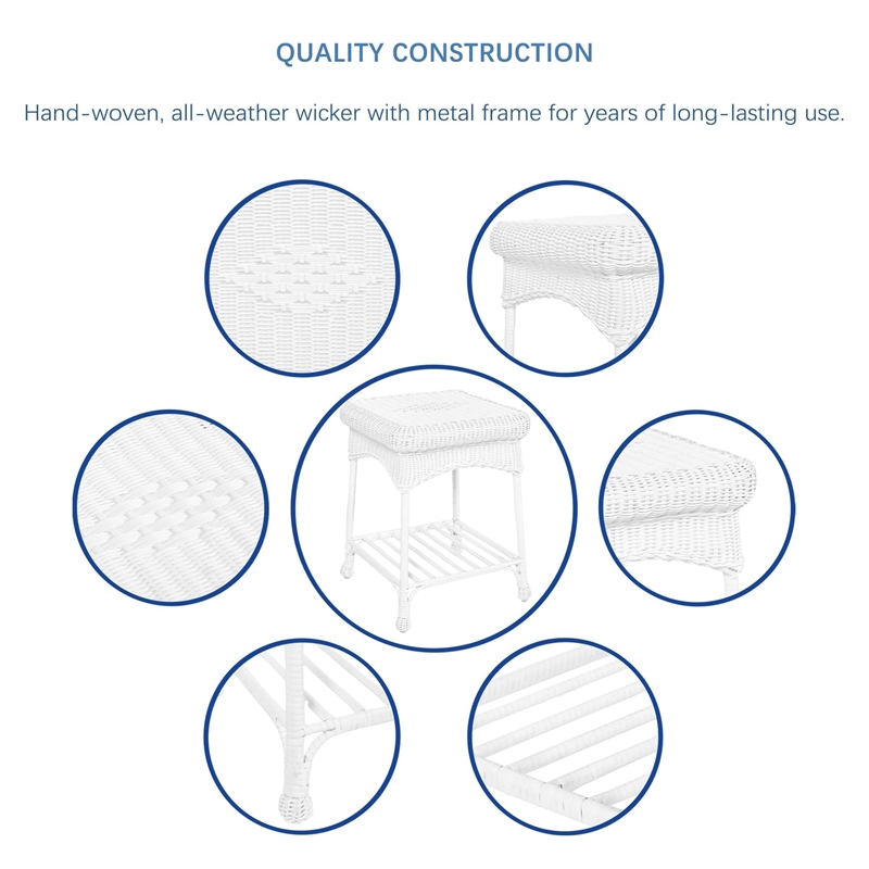 Afuera Living 3 Piece Wicker Conversation Set in Black with Red Orange Cushions