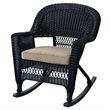 Afuera Living Wicker Rocker Chair in Black with Tan Cushion (Set of 2)