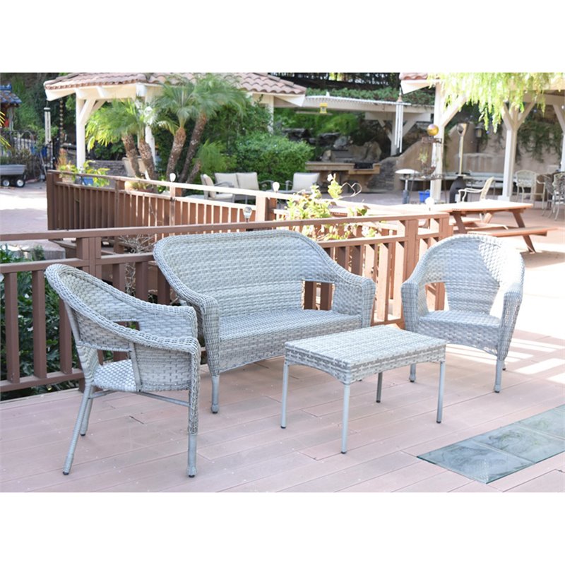 Afuera Living Contemporary Wicker Patio Coffee Table in Gray