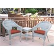 Afuera Living 3 Piece Wicker Patio Conversation Set in Gray and Brick Red
