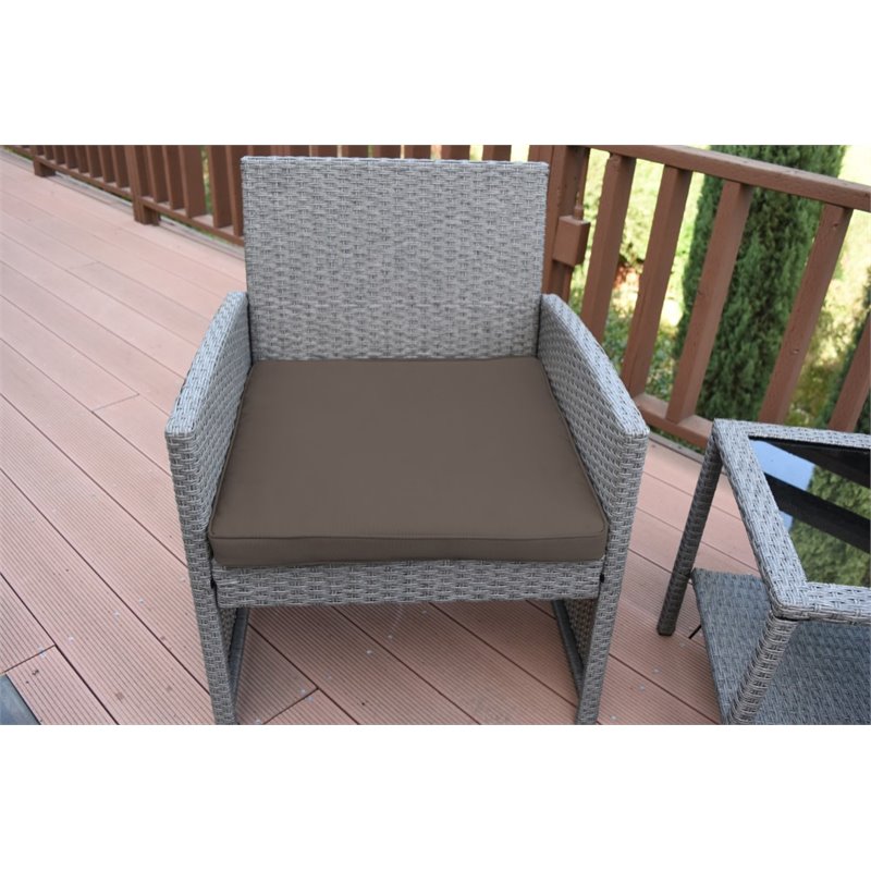 Afuera Living Contemporary 3 Piece Wicker Bistro Set in Brown