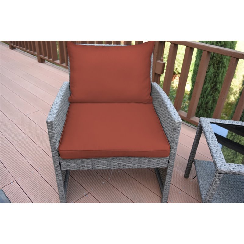 Afuera Living Contemporary 3 Piece Wicker Bistro Set in Brick Red