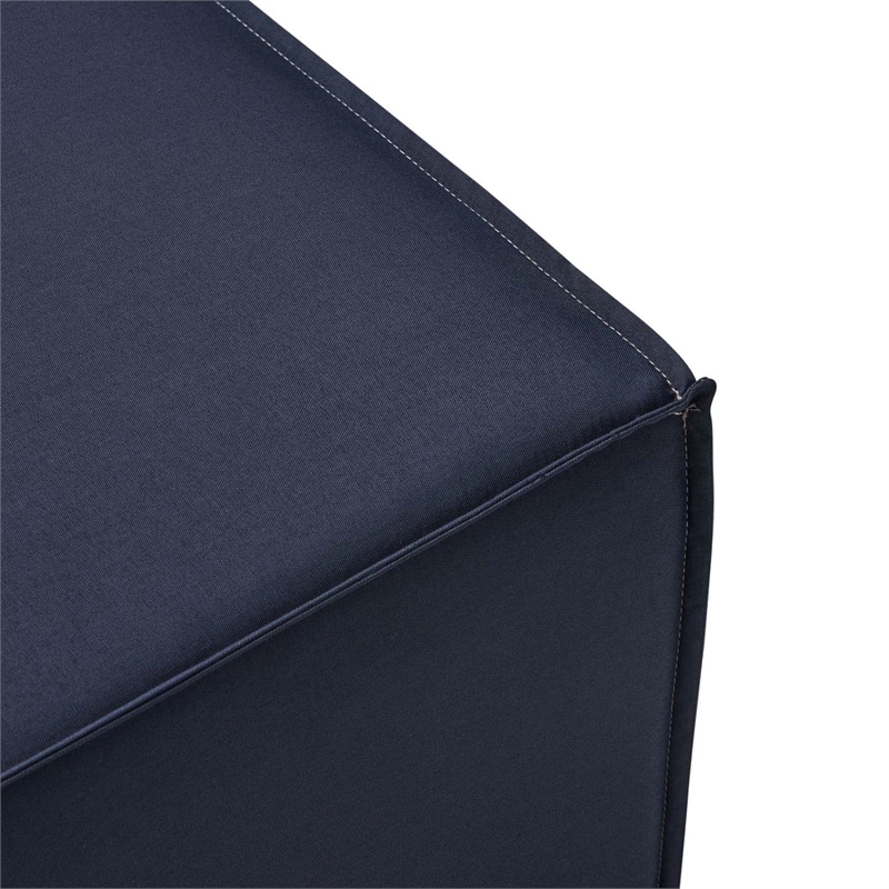 Afuera Living Fabric Upholstered Outdoor Patio Sofa Ottoman in Navy