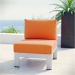 Afuera Living Fabric Aluminum Outdoor Patio Armless Chair in Silver/Orange