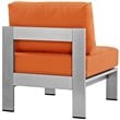 Afuera Living Fabric Aluminum Outdoor Patio Armless Chair in Silver/Orange