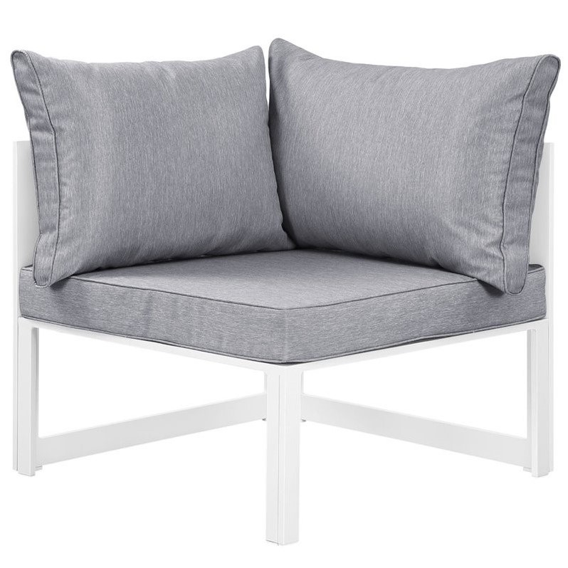 Afuera Living 8-Piece Aluminum Fabric Patio Sectional Sofa Set - White/Gray
