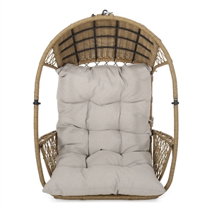 afuera living wicker hanging chair (no stand) in light brown and beige