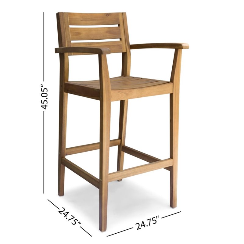 Afuera Living Modern Outdoor 5 Piece Acacia Wood Bar Set in Teak