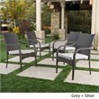 Afuera Living Wicker Stacking Patio Dining Arm Chair in Gray (Set of 4)
