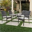 Afuera Living Wicker Stacking Patio Dining Arm Chair in Gray (Set of 4)
