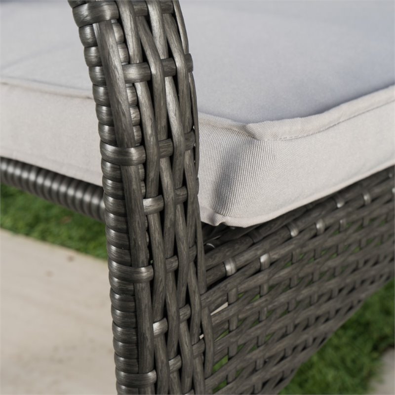 Afuera Living Wicker Stacking Patio Dining Arm Chair in Gray (Set of 4)
