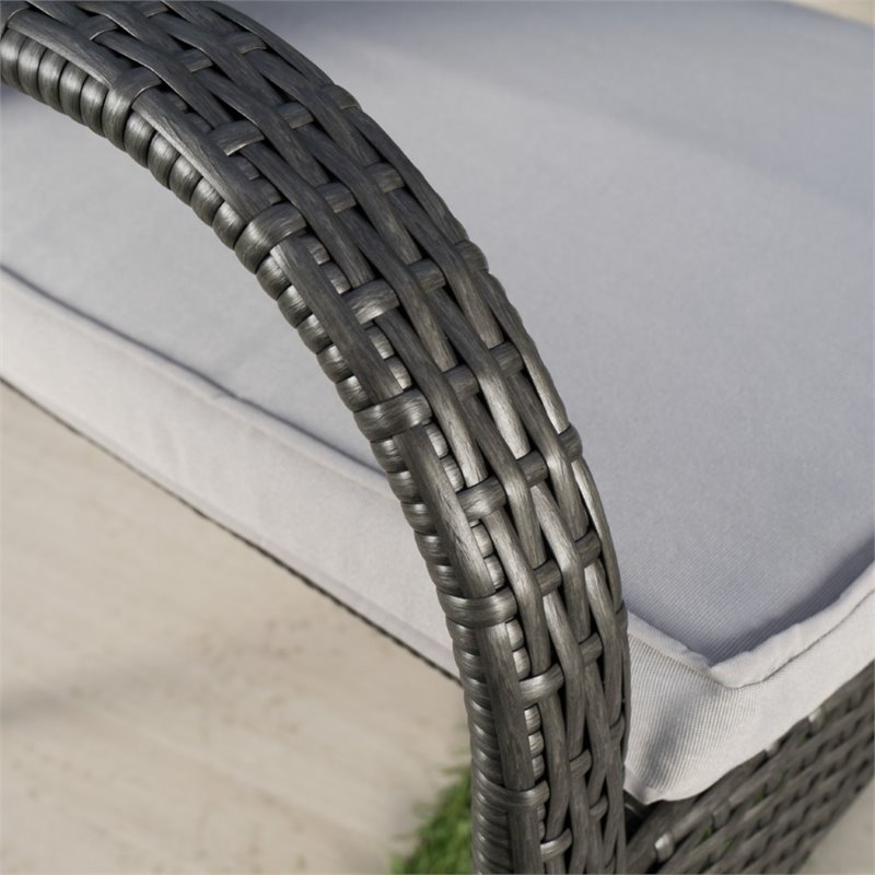 Afuera Living Wicker Stacking Patio Dining Arm Chair in Gray (Set of 4)
