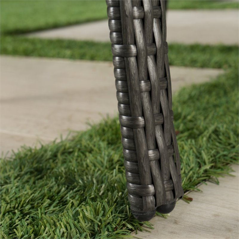 Afuera Living Wicker Stacking Patio Dining Arm Chair in Gray (Set of 4)