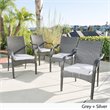 Afuera Living Wicker Stacking Patio Dining Arm Chair in Gray (Set of 4)