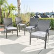 Afuera Living Wicker Stacking Patio Dining Arm Chair in Gray (Set of 4)
