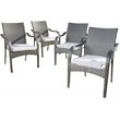 Afuera Living Wicker Stacking Patio Dining Arm Chair in Gray (Set of 4)