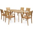 Afuera Living Modern 7 Piece Wooden Oval Patio Dining Set in Teak