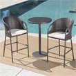 Afuera Living 3-Pc Multi Brown Wicker Round Bar Set w/Light Brown Cushion