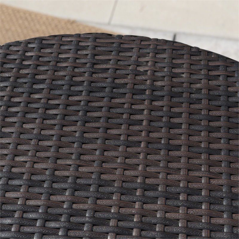 Afuera Living 3-Pc Multi Brown Wicker Round Bar Set w/Light Brown Cushion