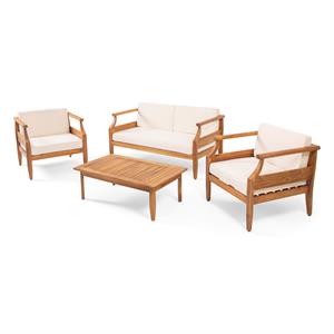 afuera living outdoor mid-century modern 4 seater chat set cream