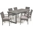 Afuera Living 7 Piece Wooden Patio Dining Set in Sandblast Dark Gray