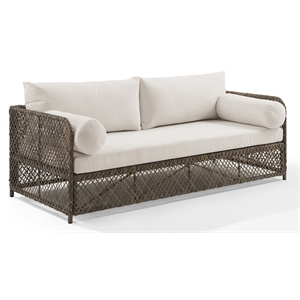Afuera Living Modern Fabric Outdoor Sofa in Cream White/Stone