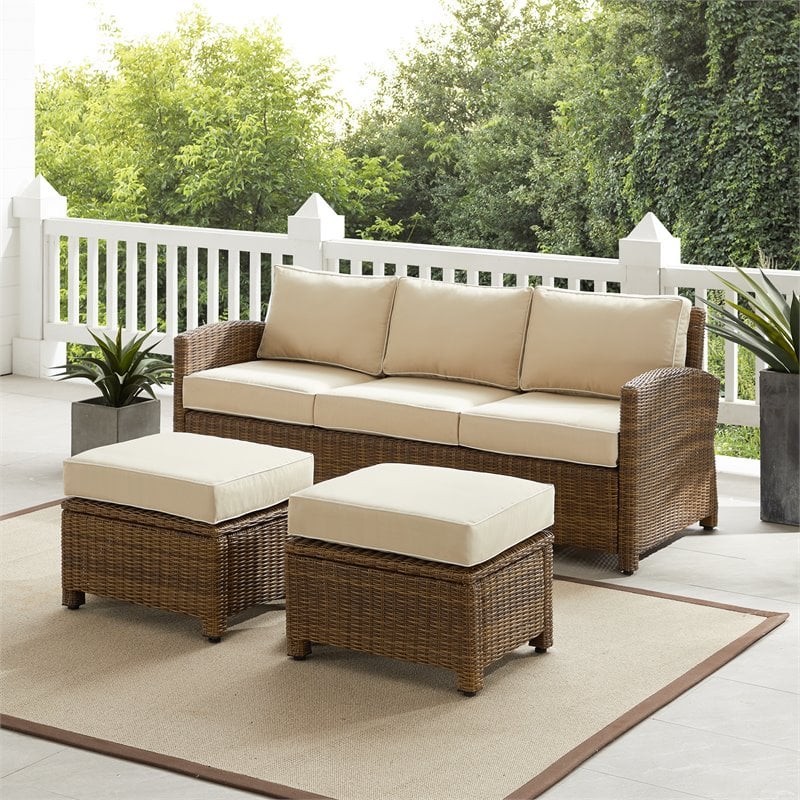 Afuera Living Modern 3-piece Fabric Outdoor Sofa Set in Sand/Brown