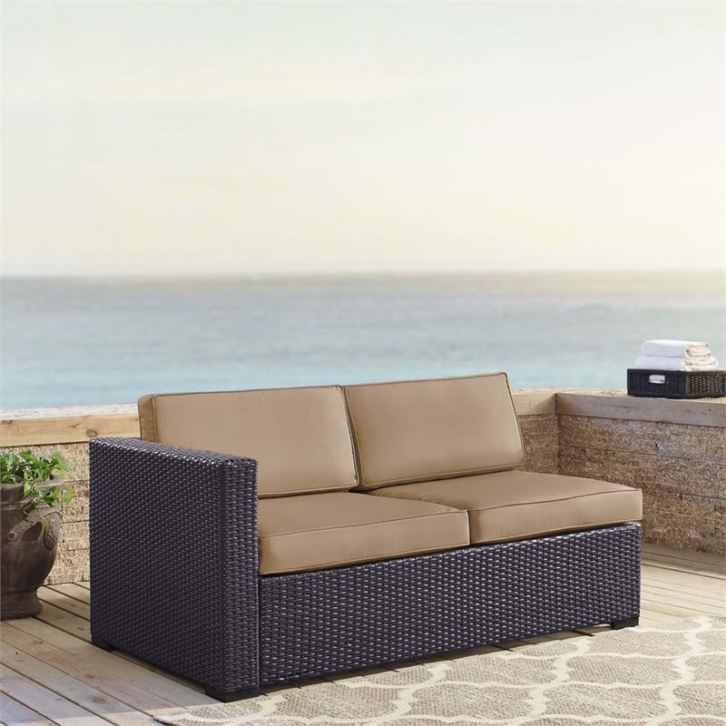 Afuera Living Wicker / Rattan Patio Loveseat in Brown and Mocha
