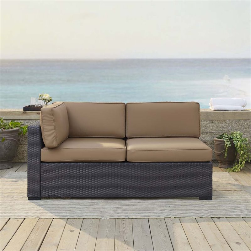 Afuera Living Wicker / Rattan Patio Loveseat in Brown and Mocha