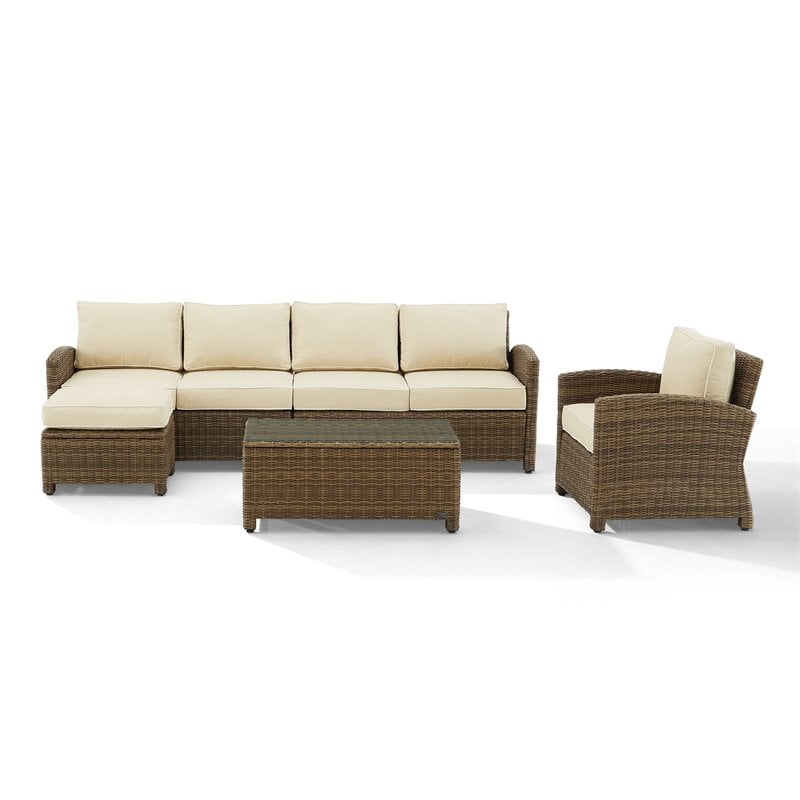 Afuera Living 5-piece Fabric Outdoor Sectional Set in Sand/Brown