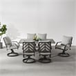 Afuera Living 7-Piece Metal Outdoor Swivel Dining Set in Gray/Black