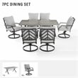 Afuera Living 7-Piece Metal Outdoor Swivel Dining Set in Gray/Black